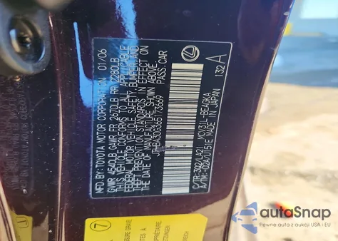 2006 Lexus Es 330 z USA, uszkodzony, nr VIN JTHBA30G365173669